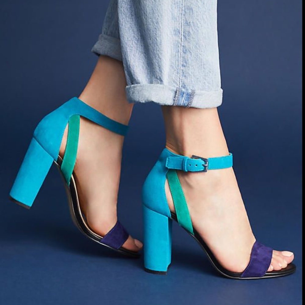 Botkier Blue and Purple Heels with Chunky Heel and Minimalist Design